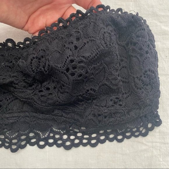 Aerie Black Lace Up bandeau Bra top size XL - Picture 3 of 11